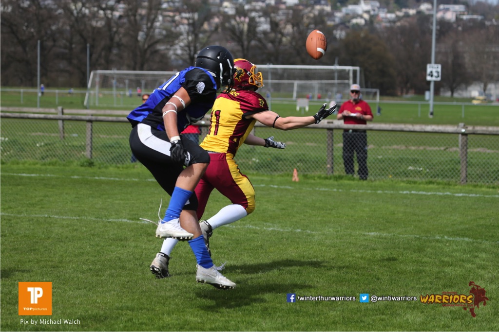 Beim US-Sports spiel der American Football  zwischen dem Luzern Lions und dem Winterthur Warriors (U19), on Sunday,  08. April 2018 auf der Allmend Süd in Luzern. (TOPpictures/Michael Walch)Bild-Id: WAM_35506