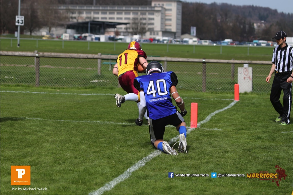 Beim US-Sports spiel der American Football  zwischen dem Luzern Lions und dem Winterthur Warriors (U19), on Sunday,  08. April 2018 auf der Allmend Süd in Luzern. (TOPpictures/Michael Walch)Bild-Id: WAM_35508